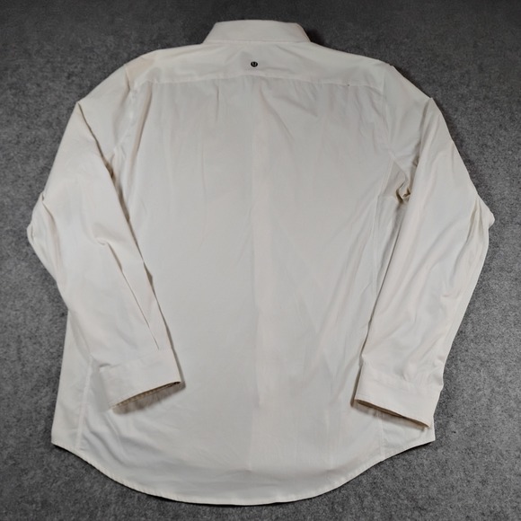 Lululemon Athletica Mens Performance Button Down Shirt Off White Mesh Vents XL - Picture 7 of 9